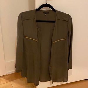 THEORY army inspired blouse